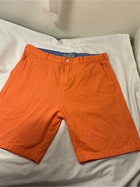 Lands' End Men's Orange Flat Front Cotton Shorts